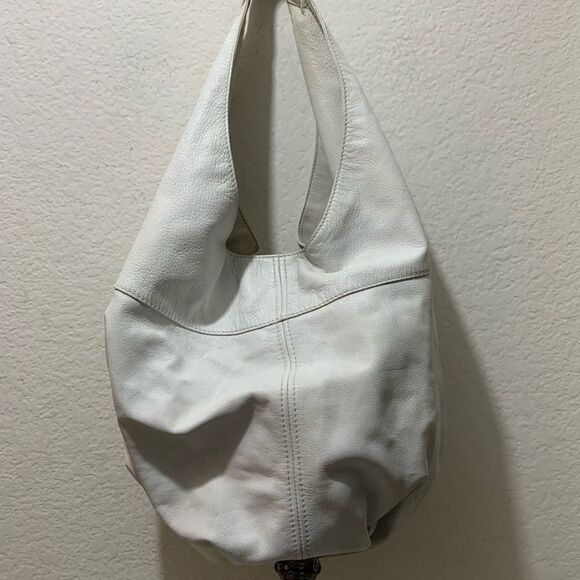 JIMMY CHOO HOBO SHOULDER BAG-LARGE-WHITE LEATHER BOTTOM JEWELED ACCENT UNIQUE - Picture 5 of 16